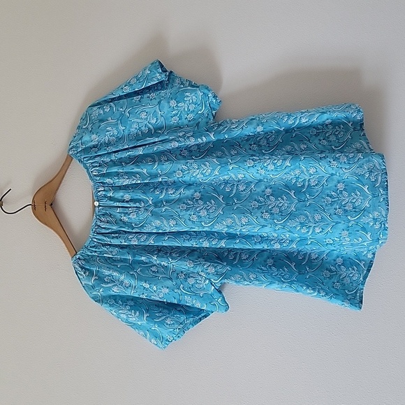 Soft Surroundings Light Blue Puff Sleeve Blouse Size Large - Picture 3 of 6